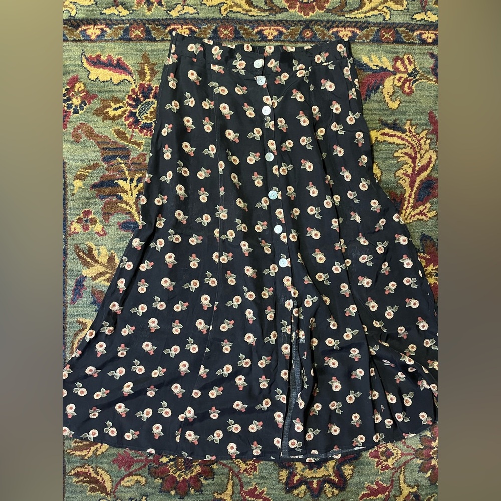 90’s sunflower Floral Button-Down Skirt